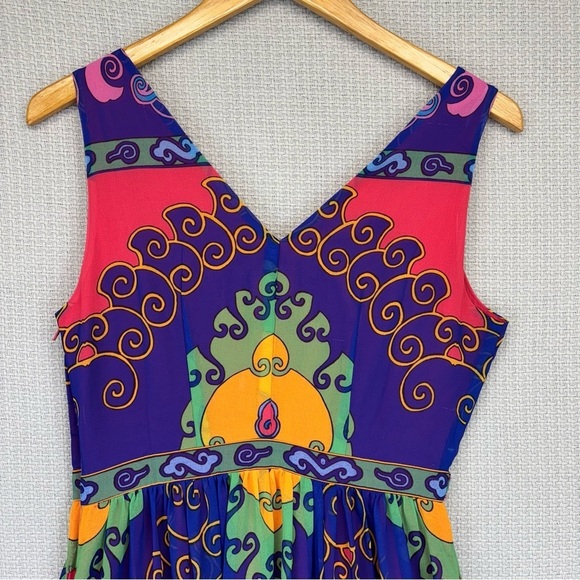 Modcloth Boho Indigo Muster the Length Maxi Dress Multicolor V-Neck S Festival - Picture 10 of 13